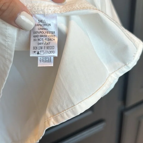 White Puff Sleeve Mini Dress with Dress Shirt Collar - Picture 3 of 3